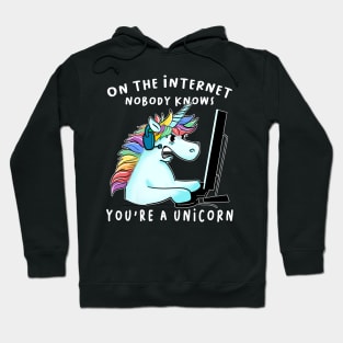 On the internet nobody knows you are a unicorn Unicorn Gamer Funny gamming Hoodie